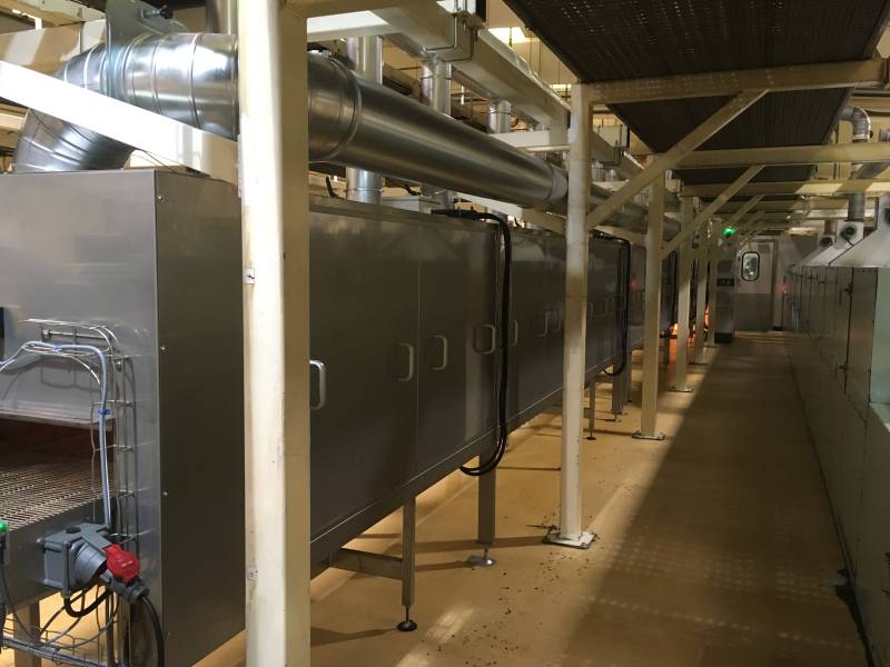 Túnel de pasteurización industrial por infrarrojos para pasteles